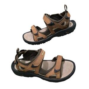 Teva Katavi Mens Size 12 Sport Hiking Sandals Brown Leather Shoes